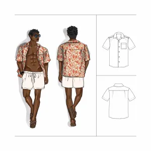 Camp Collar Shirt Kit - Botanical Leaves Orange