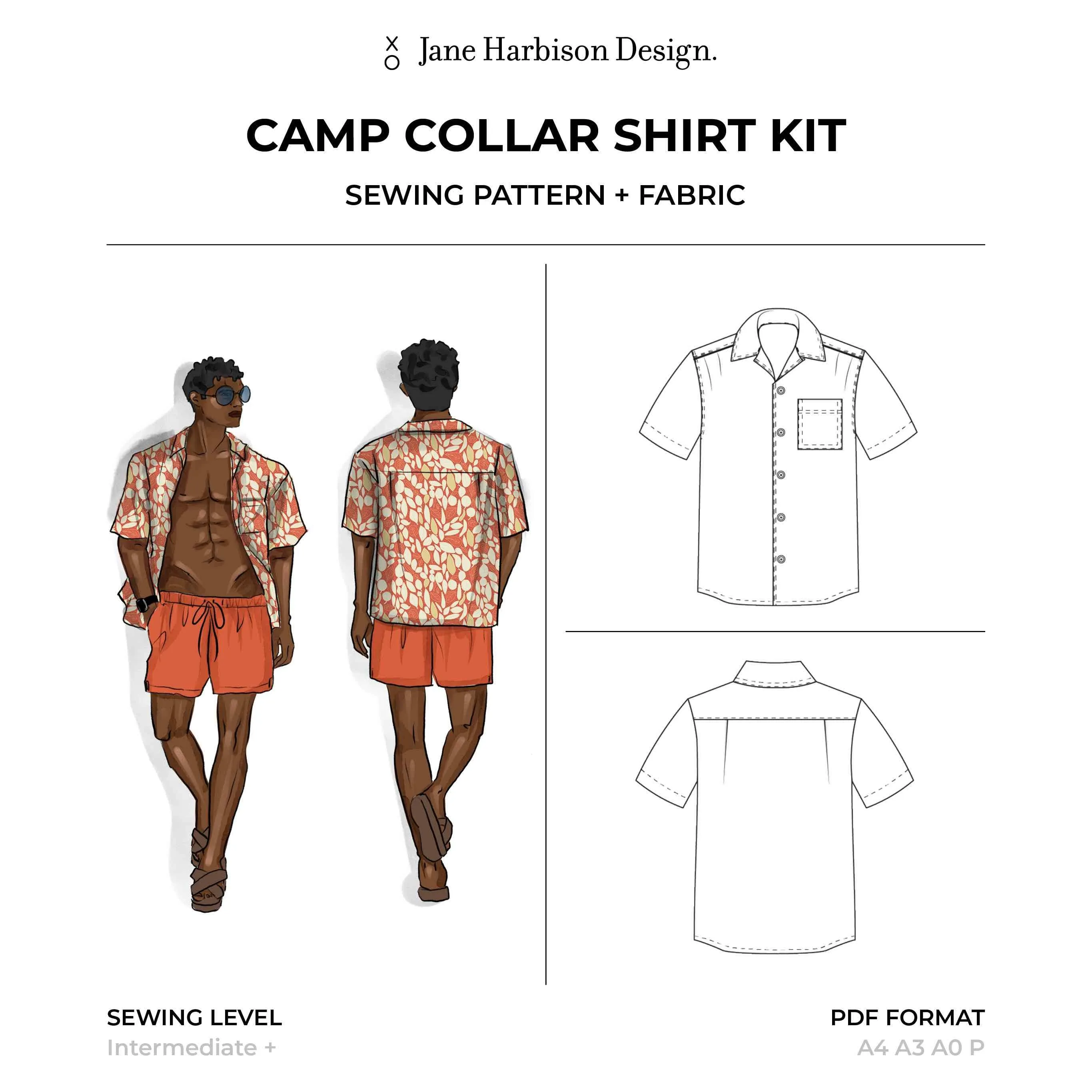 Camp Collar Shirt Kit - Botanical Leaves Orange
