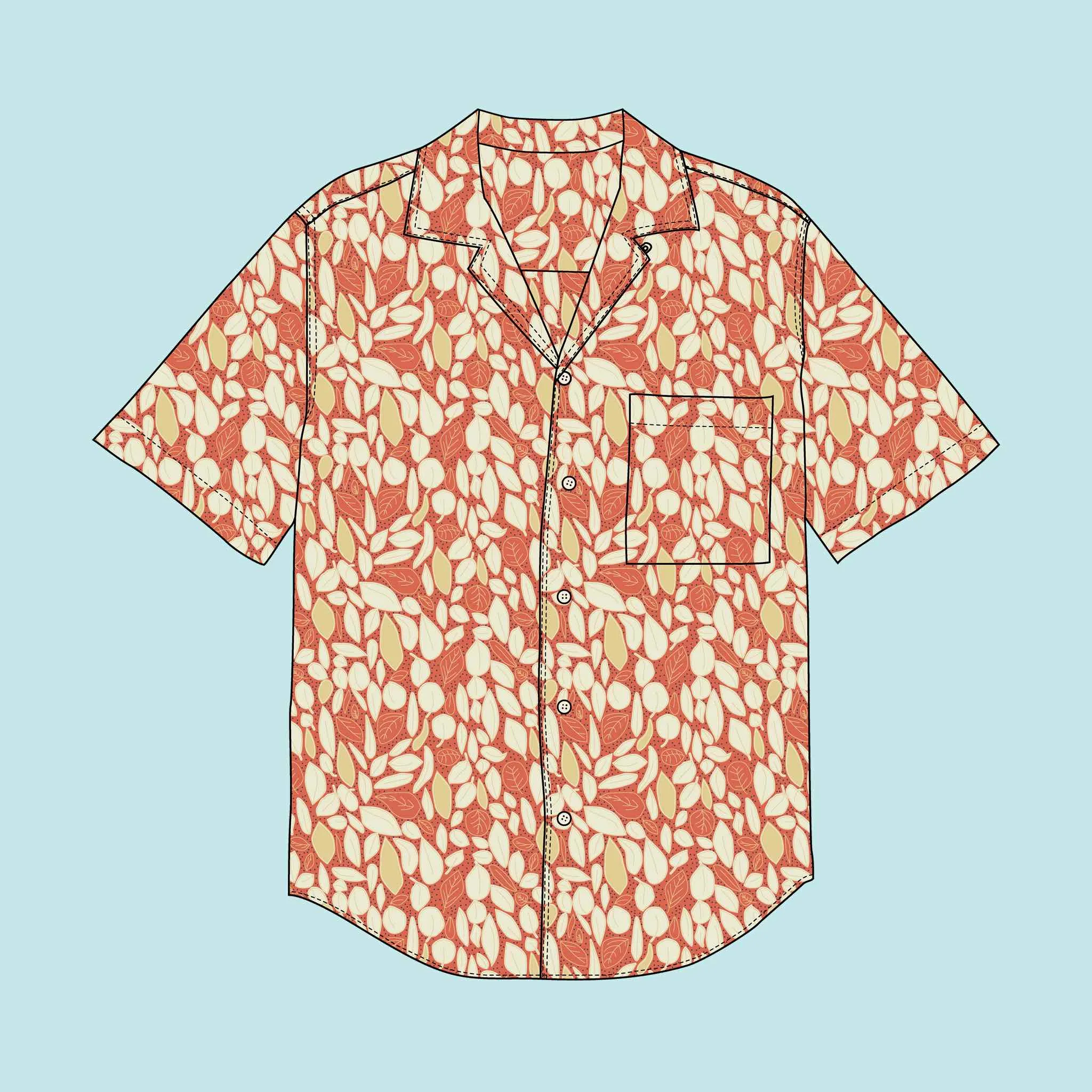 Camp Collar Shirt Kit - Botanical Leaves Orange