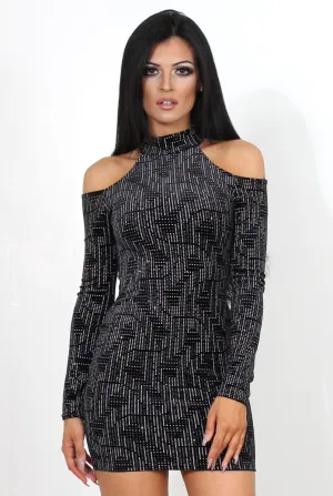 Candence High Neck Cut Out Sequin Dress