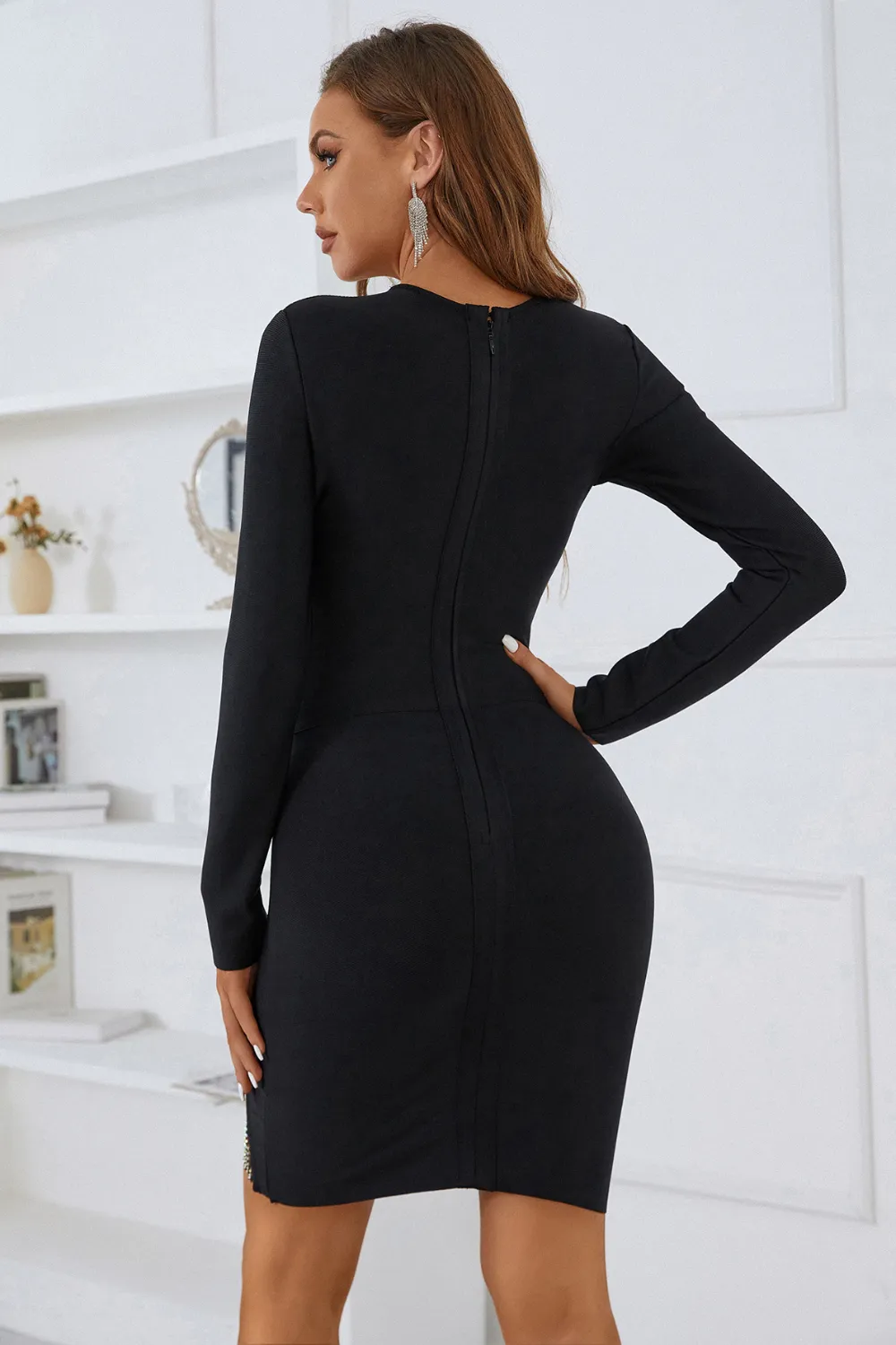 Cany V-neckline Mesh Bandage Dress