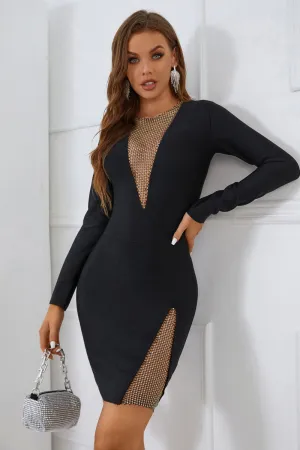Cany V-neckline Mesh Bandage Dress