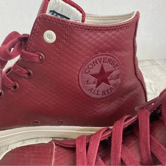 Chuck Taylor Red Leather Converse All Star Lace Up High Top Mens Size 12
