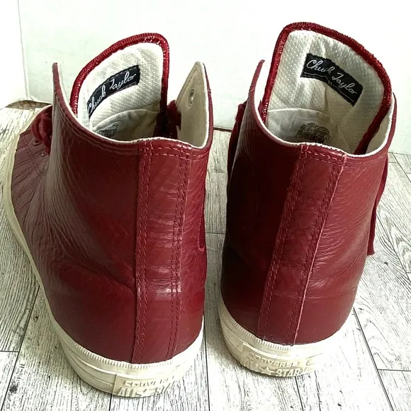 Chuck Taylor Red Leather Converse All Star Lace Up High Top Mens Size 12