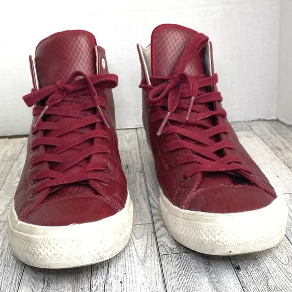 Chuck Taylor Red Leather Converse All Star Lace Up High Top Mens Size 12
