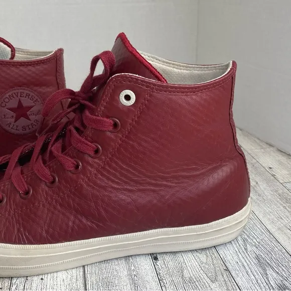 Chuck Taylor Red Leather Converse All Star Lace Up High Top Mens Size 12