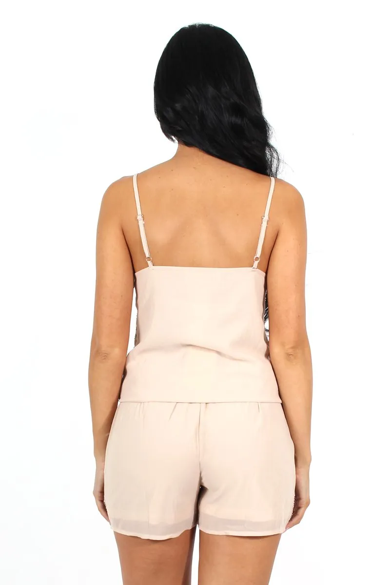 Claudia Nude Sequin Playsuit