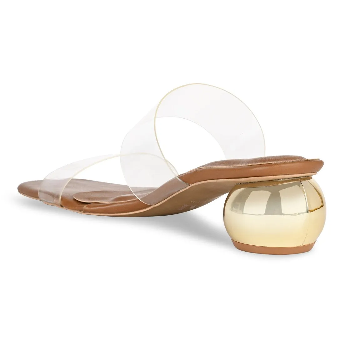 Clear Tan Globe Heels