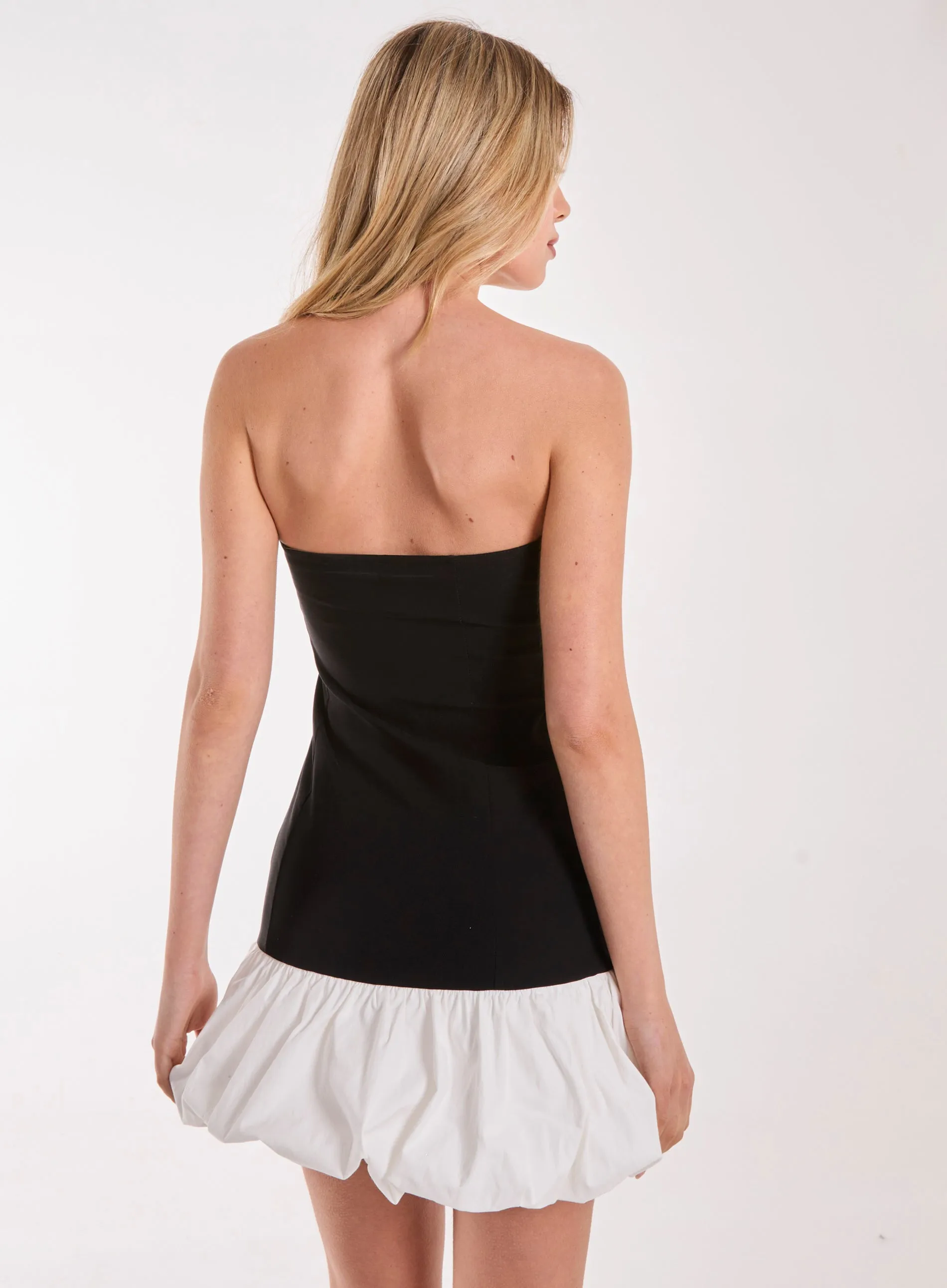 Contrast Puffball Mini Dress