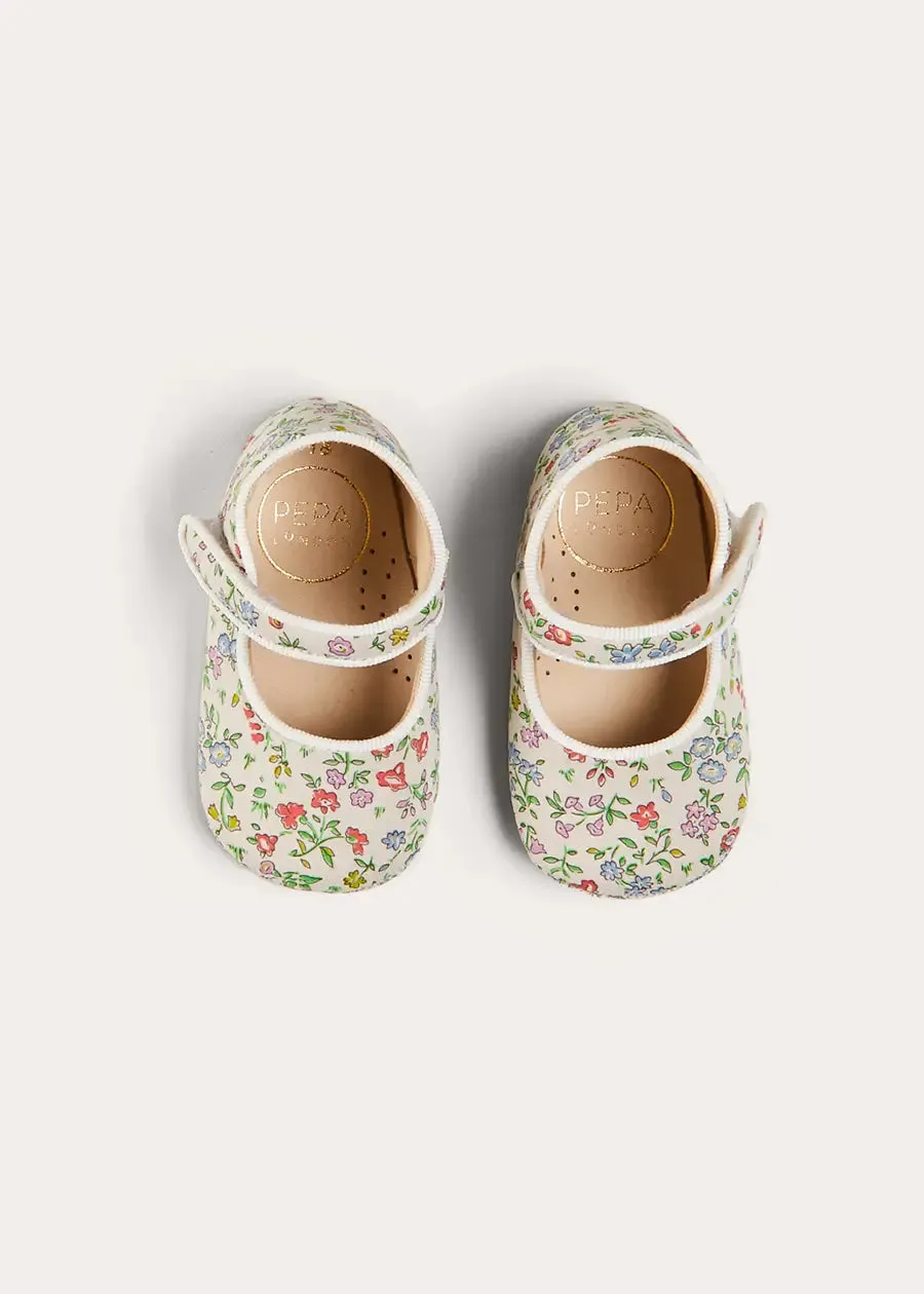 Cordelia Liberty Floral Mary Jane Pram Shoes in Pink (17-20EU)