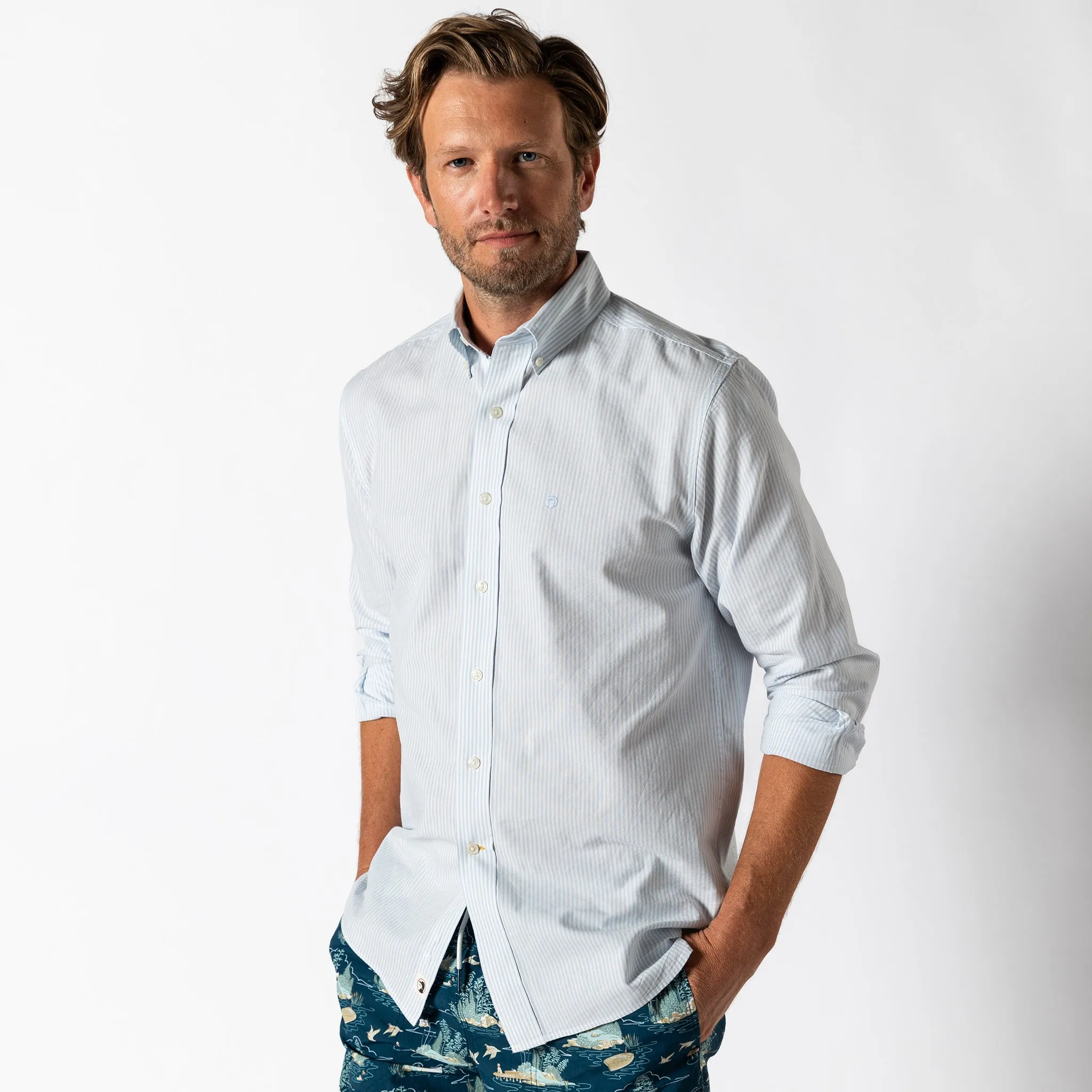 Cotton Oxford Sport Shirt - Collins Stripe