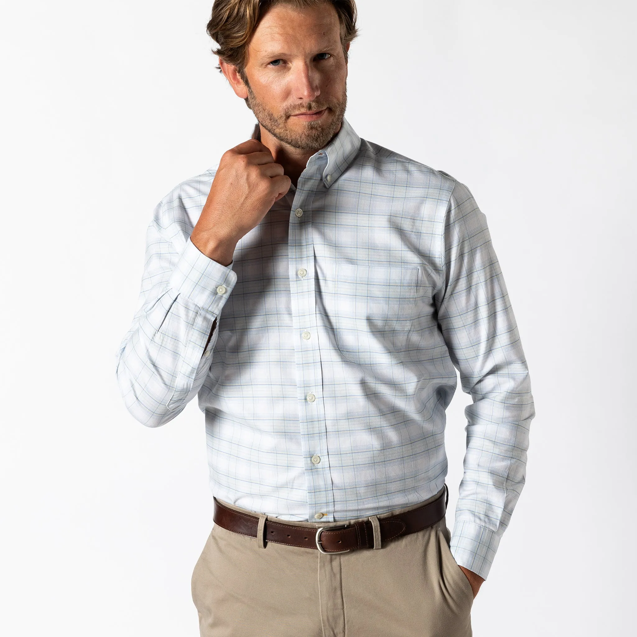 Cotton Oxford Sport Shirt - Raney Plaid