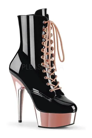 DELIGHT-1020 Platform Ankle Boot | Black Patent