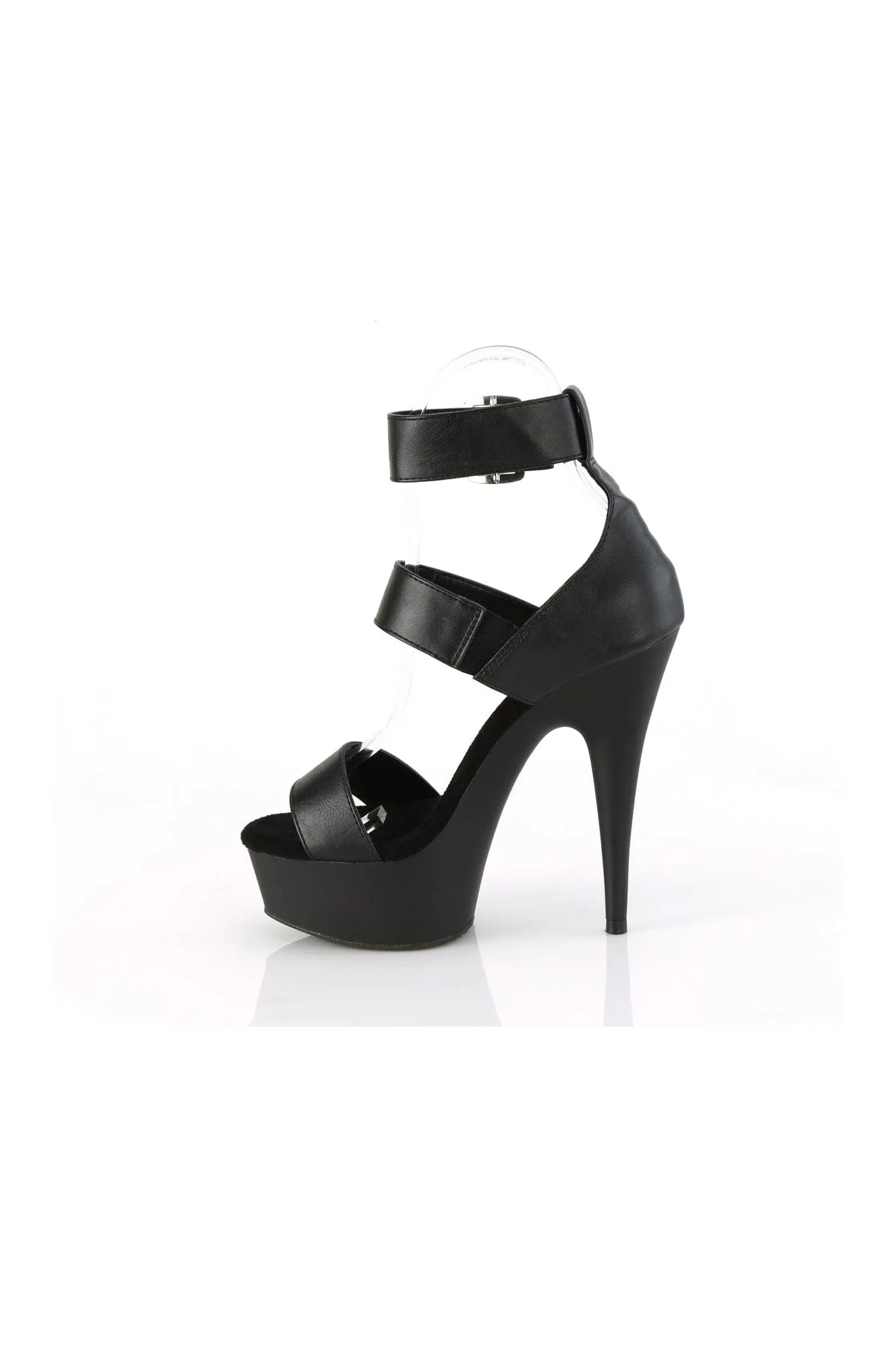 DELIGHT-629 Black Faux Leather Sandal