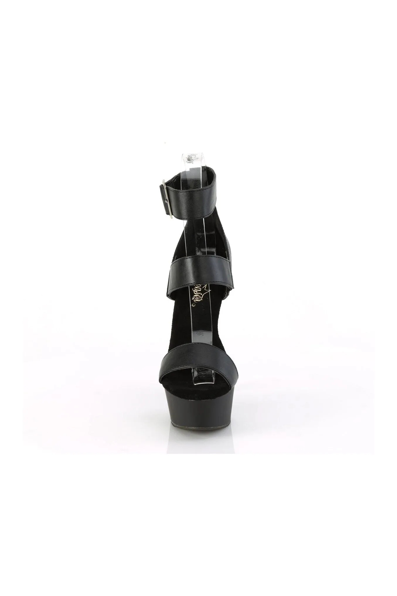 DELIGHT-629 Black Faux Leather Sandal