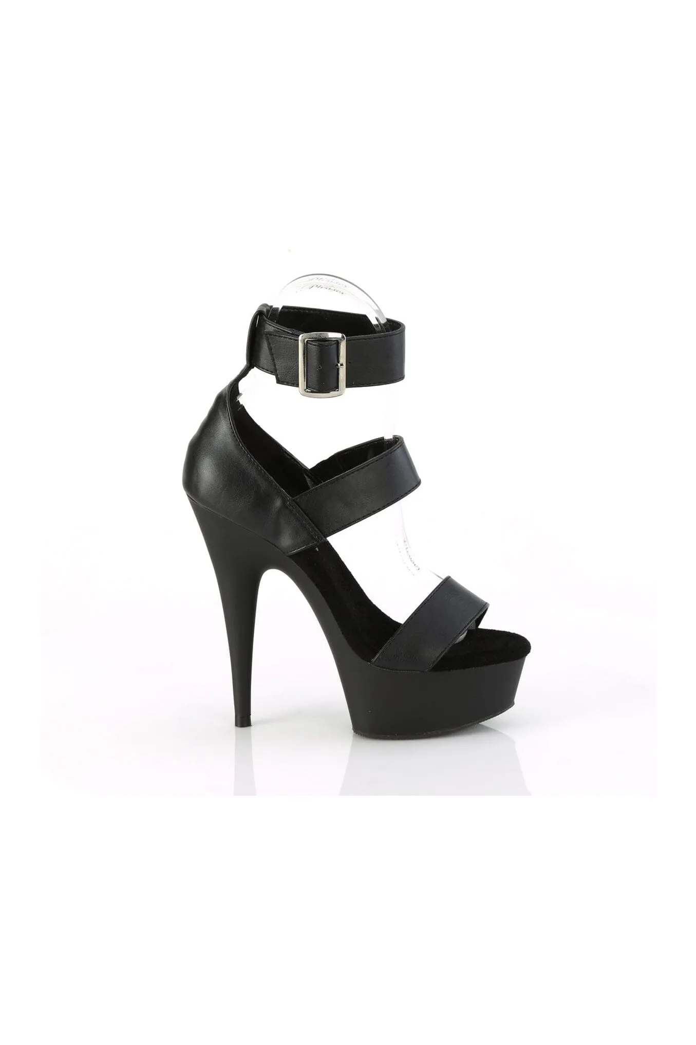 DELIGHT-629 Black Faux Leather Sandal
