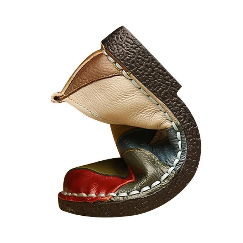Designer Women Genuine Leather moccasins ladies ballet flats Mixed Colors Slip On Loafers