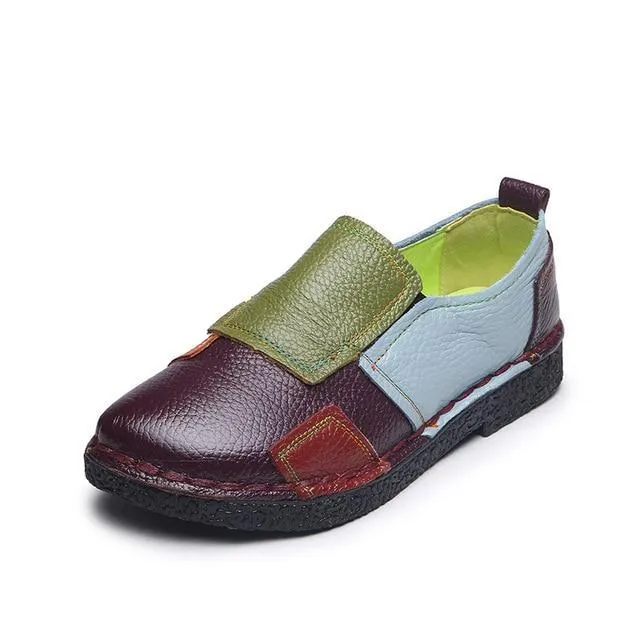 Designer Women Genuine Leather moccasins ladies ballet flats Mixed Colors Slip On Loafers