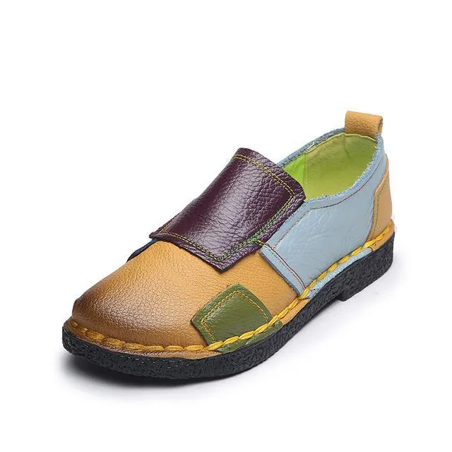 Designer Women Genuine Leather moccasins ladies ballet flats Mixed Colors Slip On Loafers