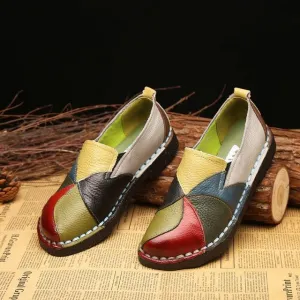 Designer Women Genuine Leather moccasins ladies ballet flats Mixed Colors Slip On Loafers
