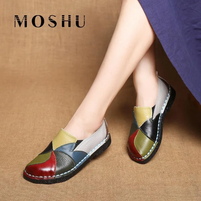 Designer Women Genuine Leather moccasins ladies ballet flats Mixed Colors Slip On Loafers
