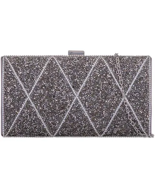 Diamante Diamond Pattern Clutch - Bea