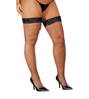 Dreamgirl One Size Queen Black Fishnet Thigh High Stockings