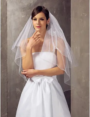 Elegant Tulle Two-tier Elbow Wedding Veil-810009