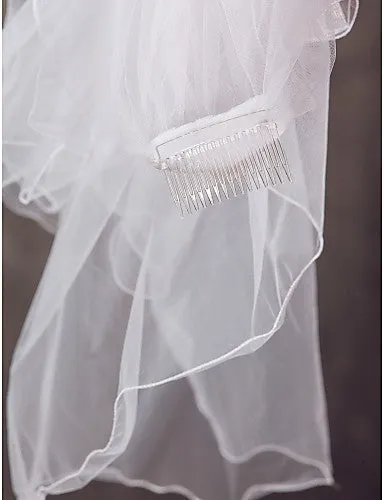 Elegant Tulle Two-tier Elbow Wedding Veil-810009