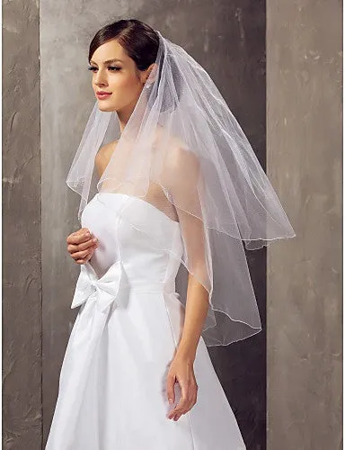 Elegant Tulle Two-tier Elbow Wedding Veil-810009
