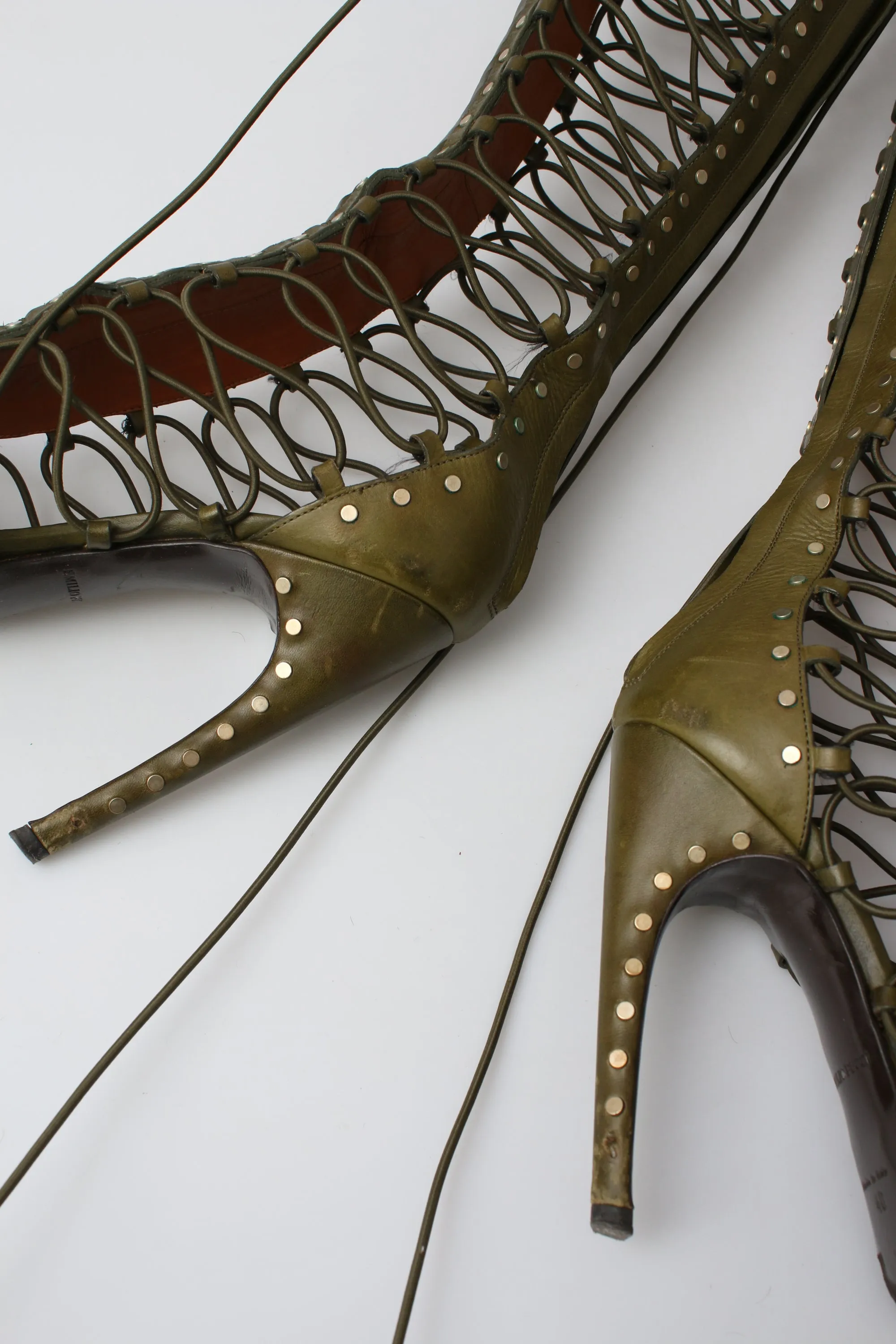 Emilio Pucci Leather Lace Up Knee High Heels