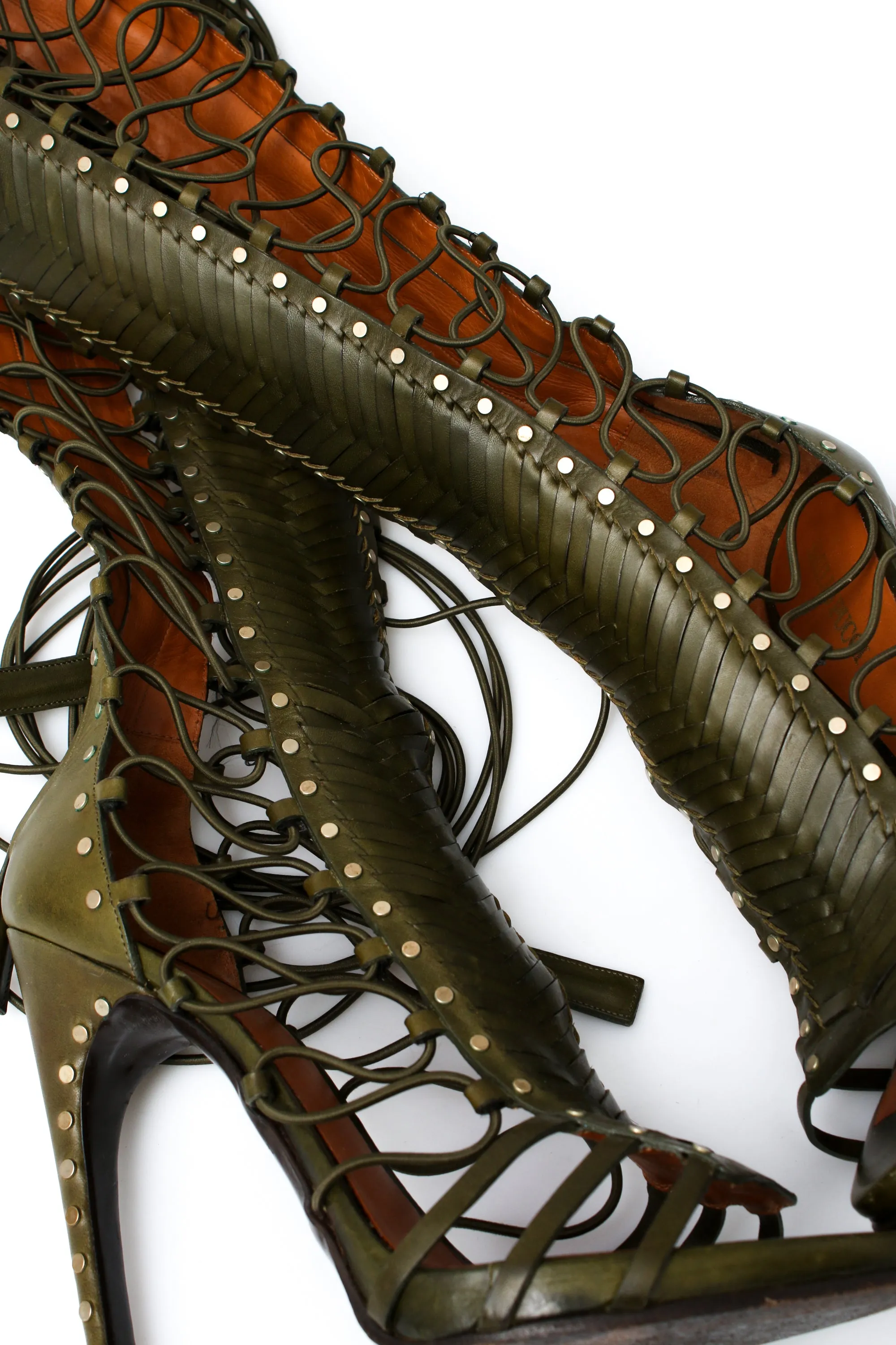 Emilio Pucci Leather Lace Up Knee High Heels