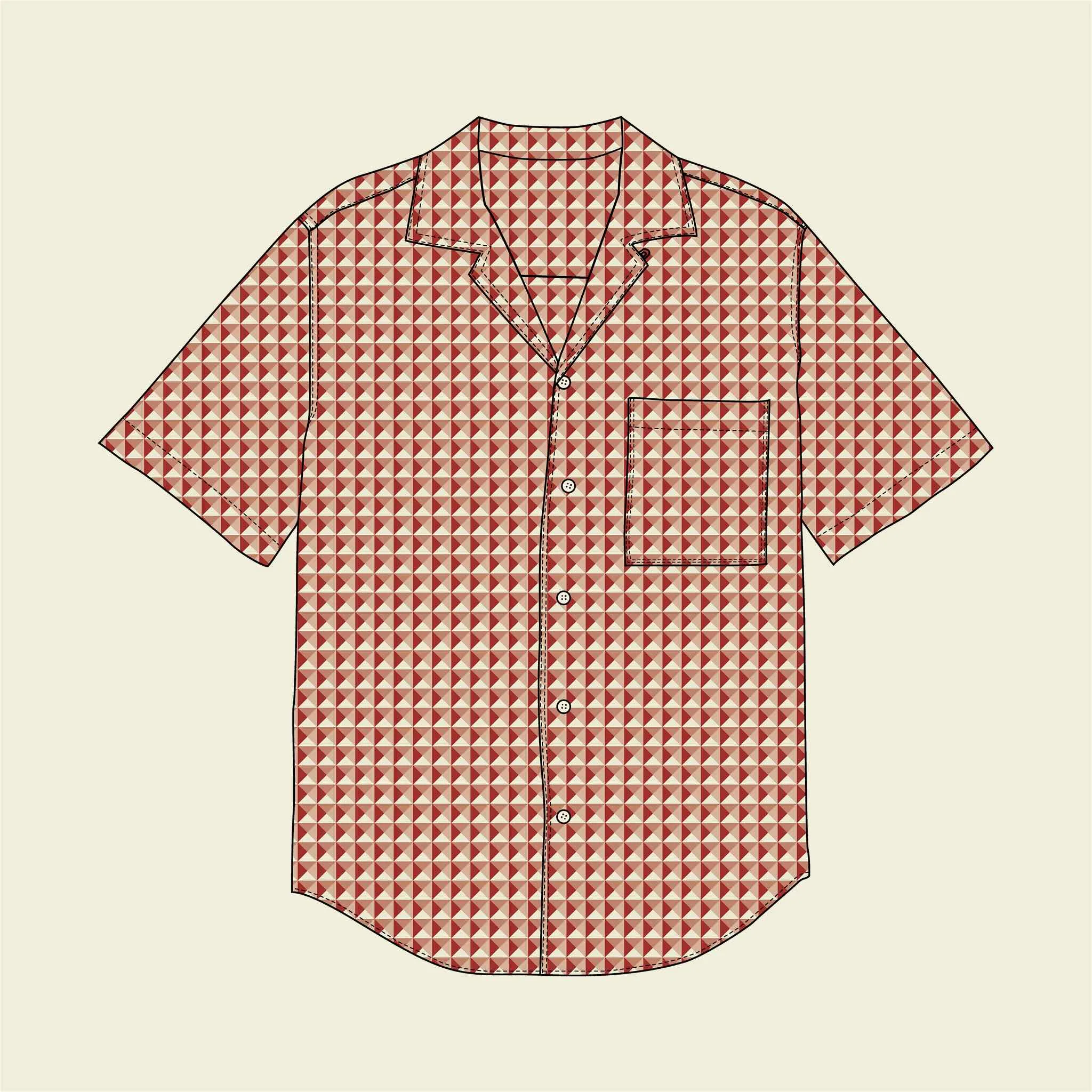 Fabric Cotton Poplin - 3D Check Retro Red