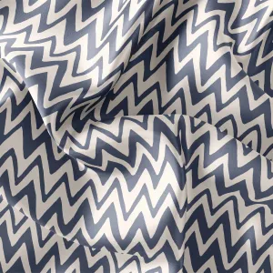 Fabric Satin - Zig Zag Blue Breeze