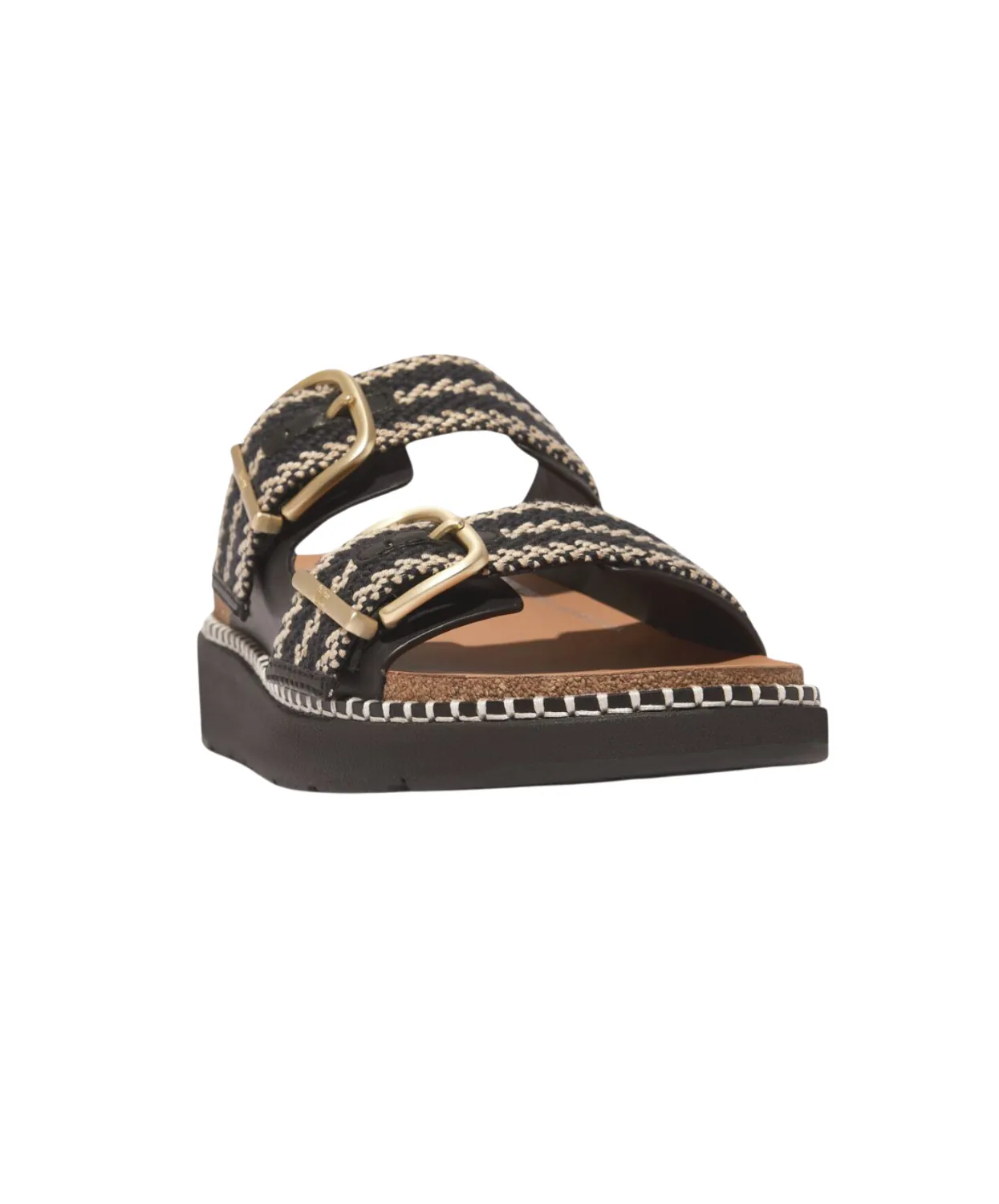 Fitflop Gen-FF Buckle Two Bar Stripe Weave Slides Black