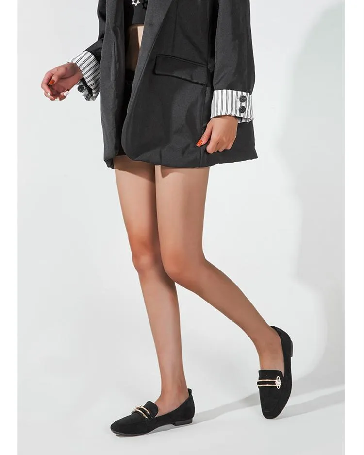 Flat Loafers With Metal Decor - Black