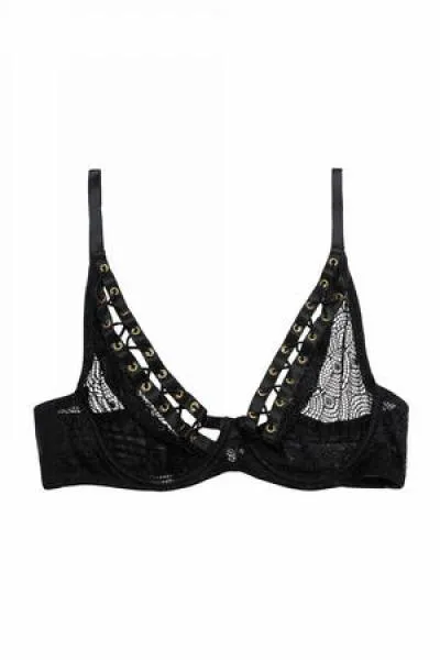 Florence High Apex Lattice Curve Bra - Black -