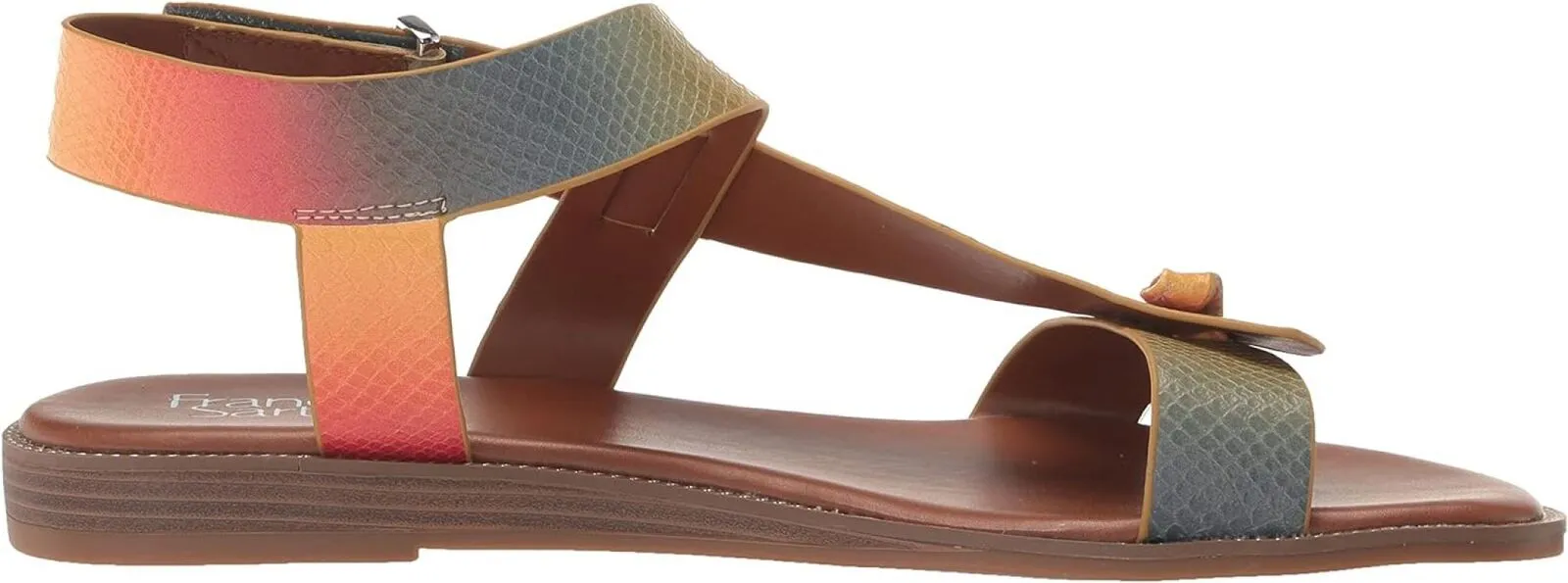 Franco Sarto Womens Glenni Ankle Strap Flat Sandals Rainbow Multi Pink 8.5M