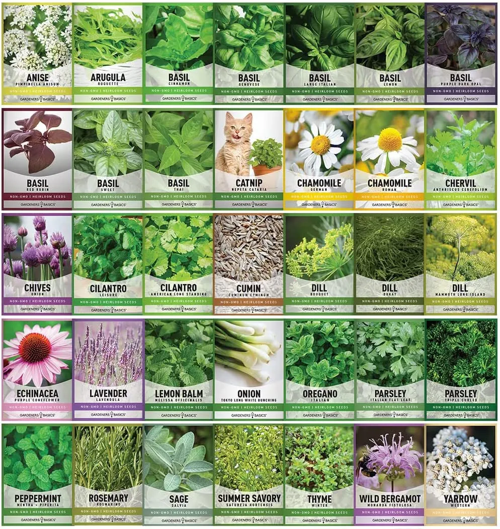 Garden Seed Kit: 70 Heirloom, Non-GMO Varieties of Vegetables, Fruits, and Herbs