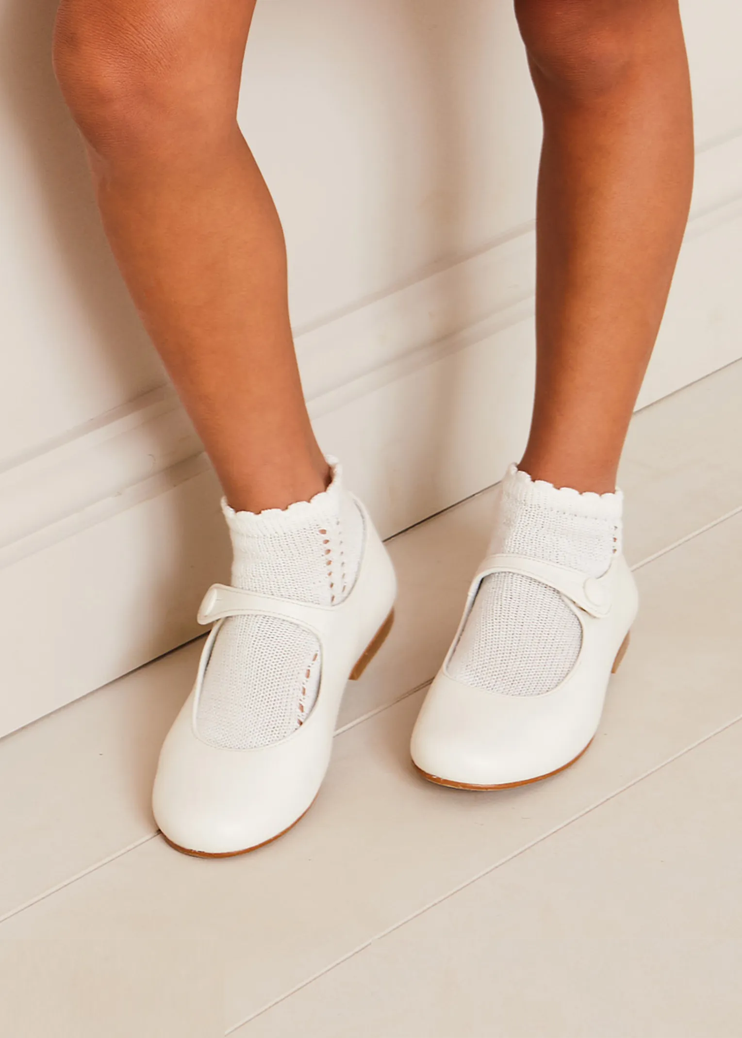 Girls Ivory Leather Mary Jane Shoes (20-34EU)