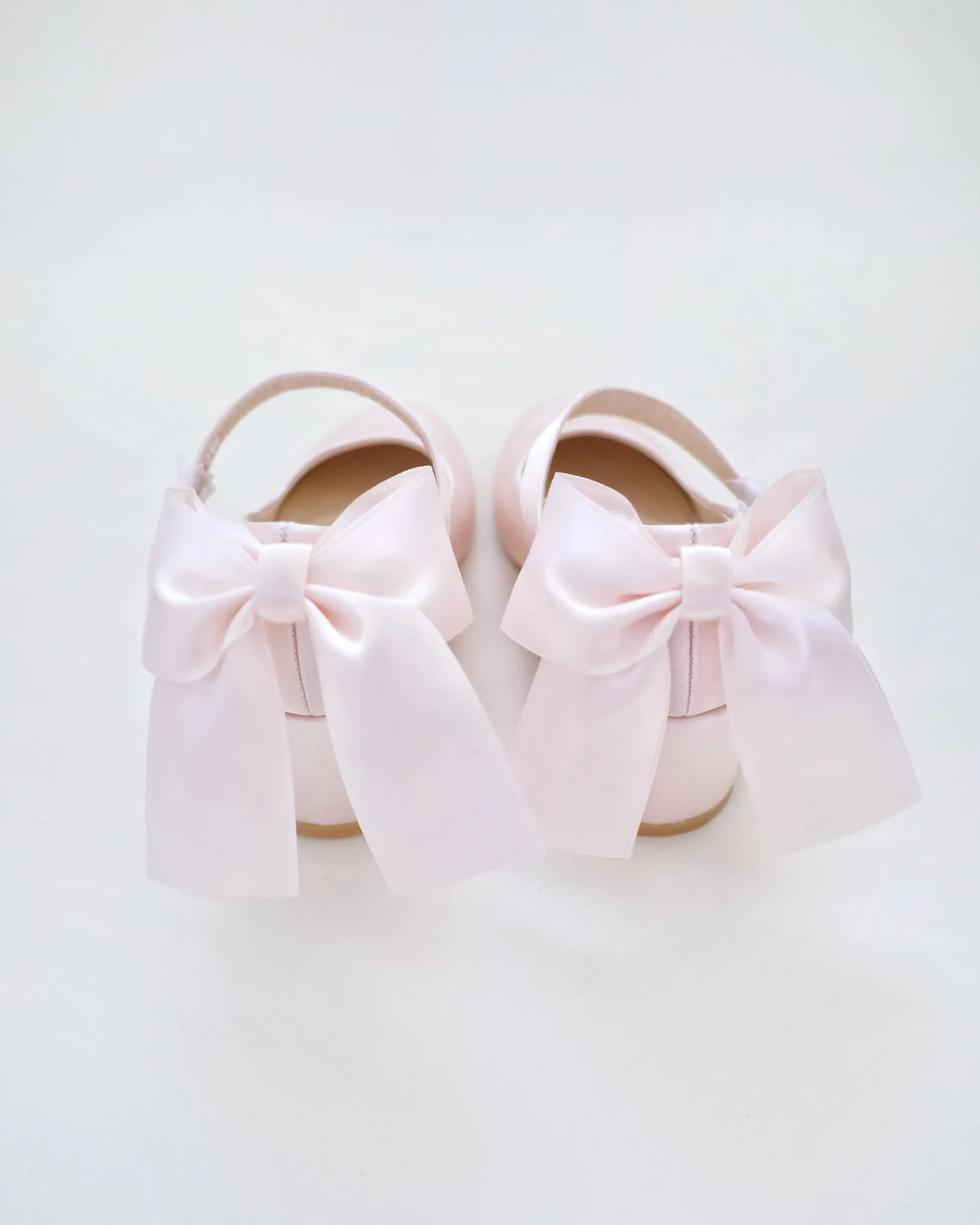 Girls Satin Mary Jane Block Heel with Back Satin Bow