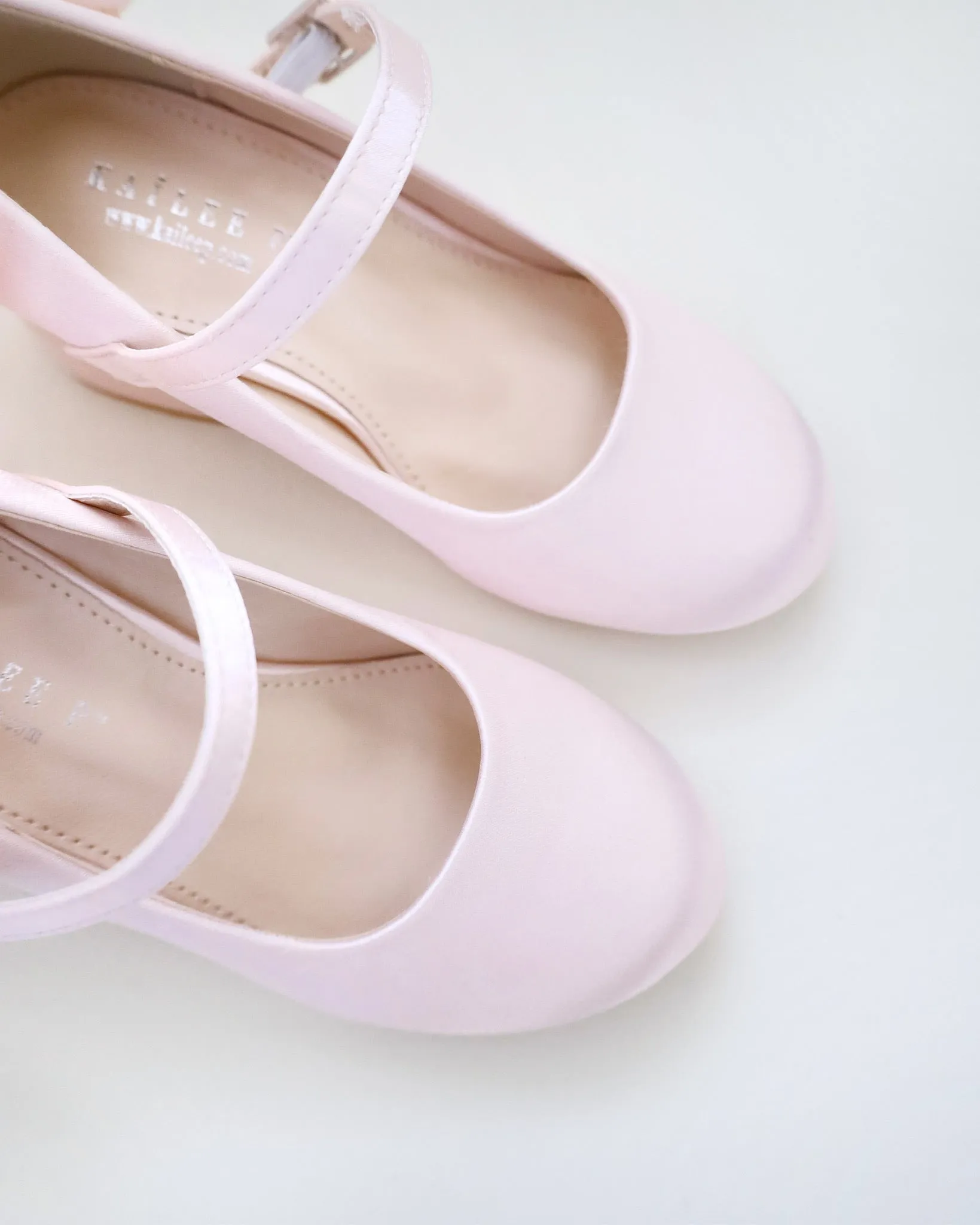 Girls Satin Mary Jane Block Heel with Back Satin Bow