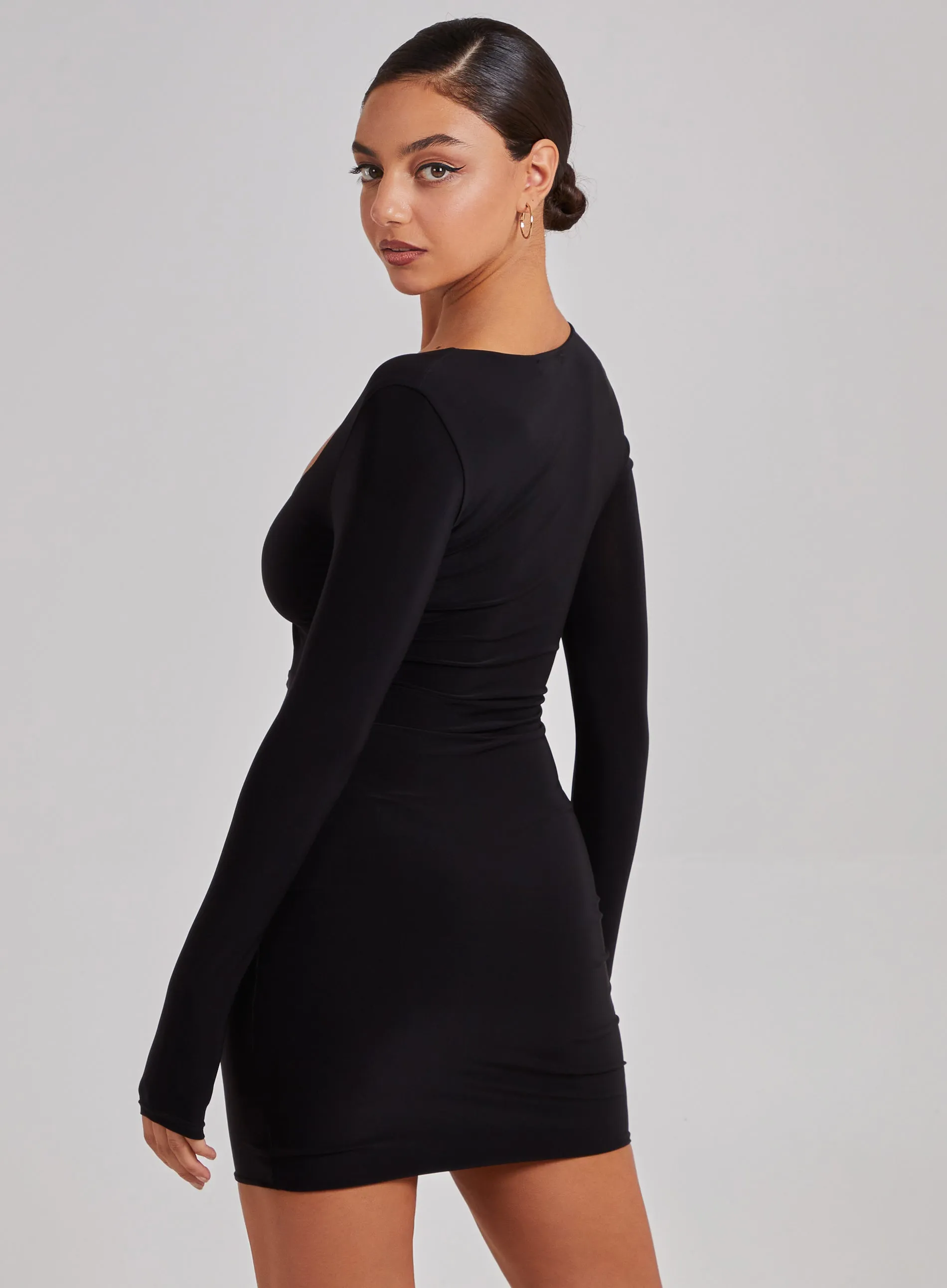Gold Trim Slinky Cut Out Dress