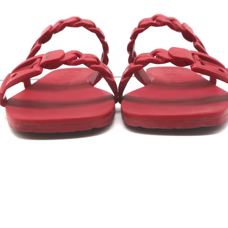 Gucci Teena Rubber Chain Link Slides Red Size 37 Flat Jelly Sandals