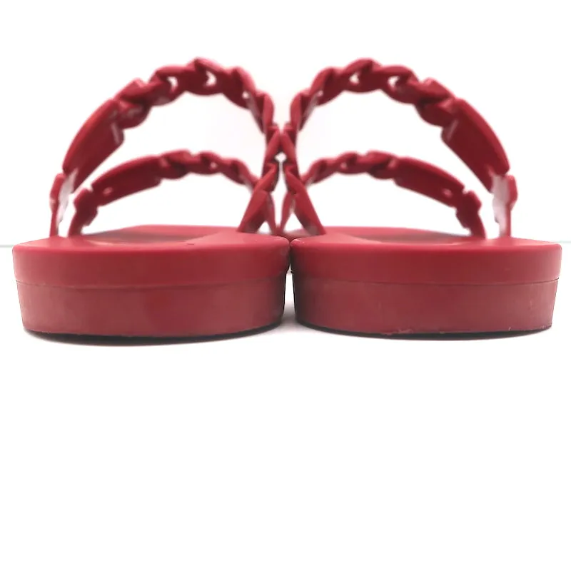 Gucci Teena Rubber Chain Link Slides Red Size 37 Flat Jelly Sandals