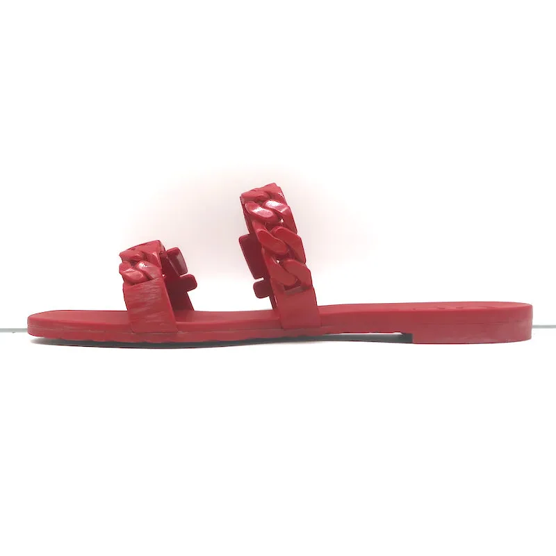 Gucci Teena Rubber Chain Link Slides Red Size 37 Flat Jelly Sandals