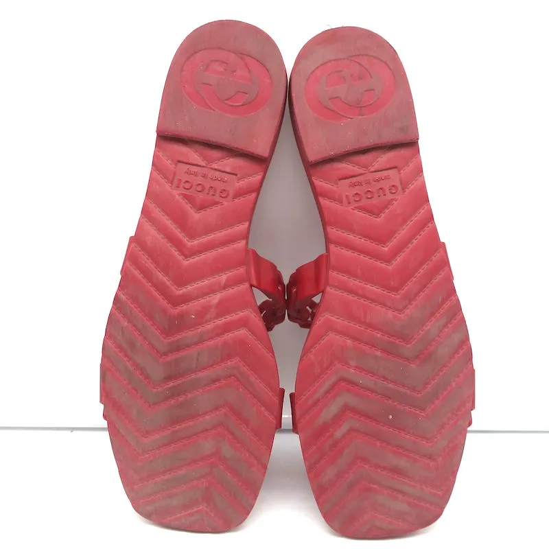 Gucci Teena Rubber Chain Link Slides Red Size 37 Flat Jelly Sandals