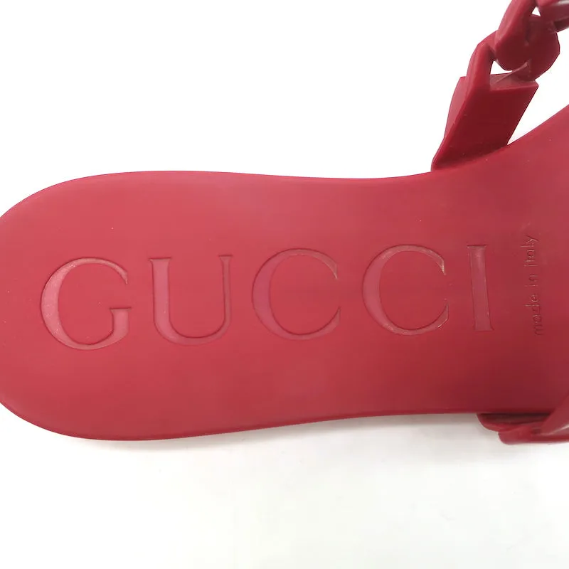 Gucci Teena Rubber Chain Link Slides Red Size 37 Flat Jelly Sandals