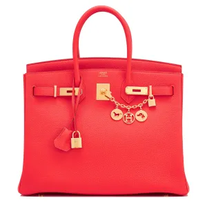 Hermes Capucine Orange 35cm Togo Birkin Gold Hardwrae