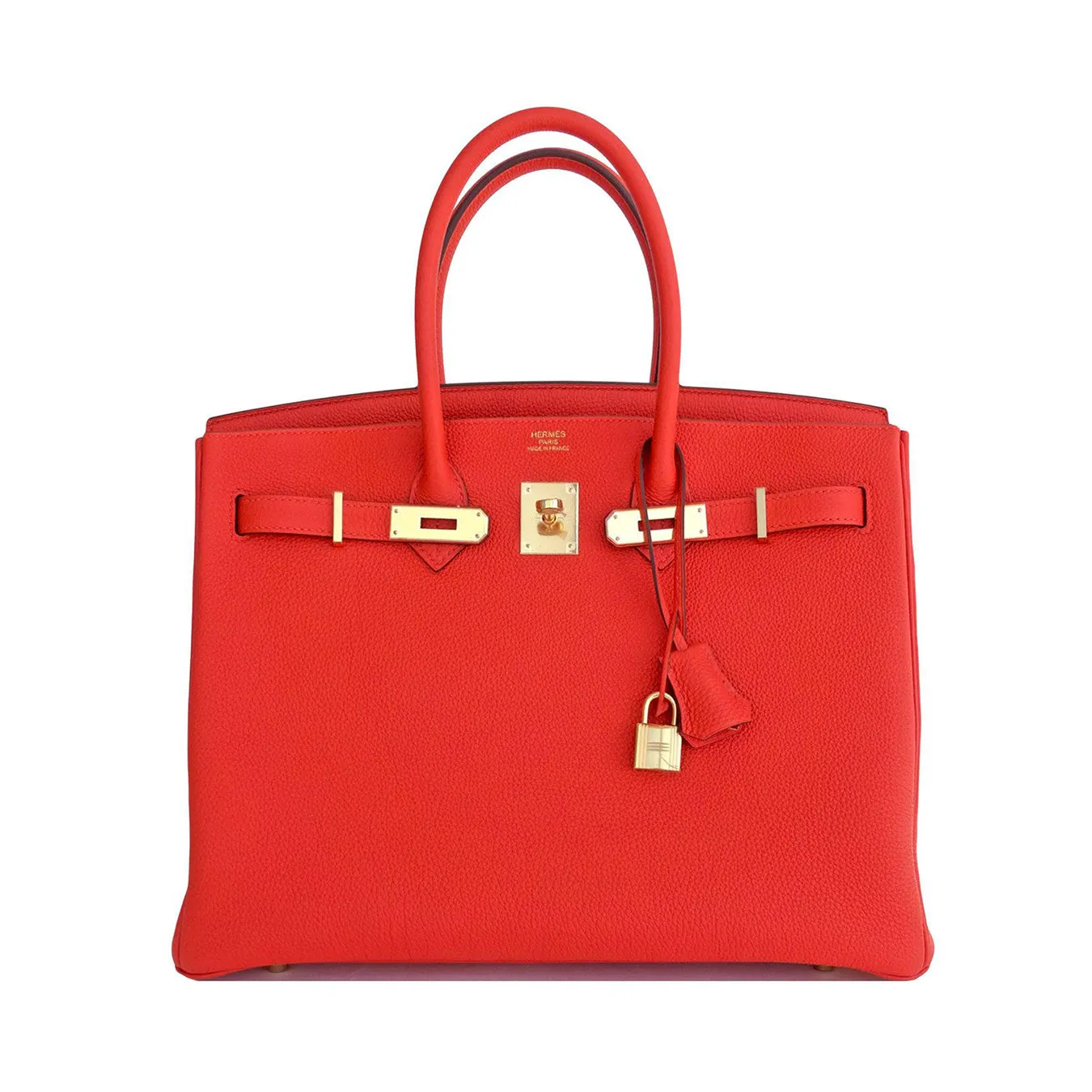 Hermes Capucine Red-Orange 35cm Togo Birkin Gold GHW Tote Bag Gorgeous!